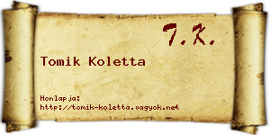 Tomik Koletta névjegykártya
